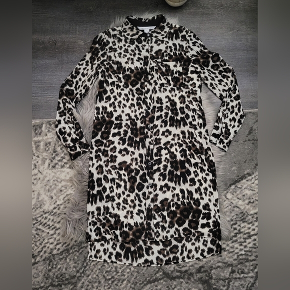 Diane Von Furstenberg DVF Prita Silk Animal Print Long Sleeve Shirtdress Size 0 - Picture 7 of 13